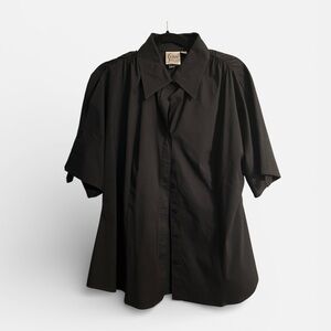 Finley Myra Cold Shoulder Blouse - Black - Made in USA - Large